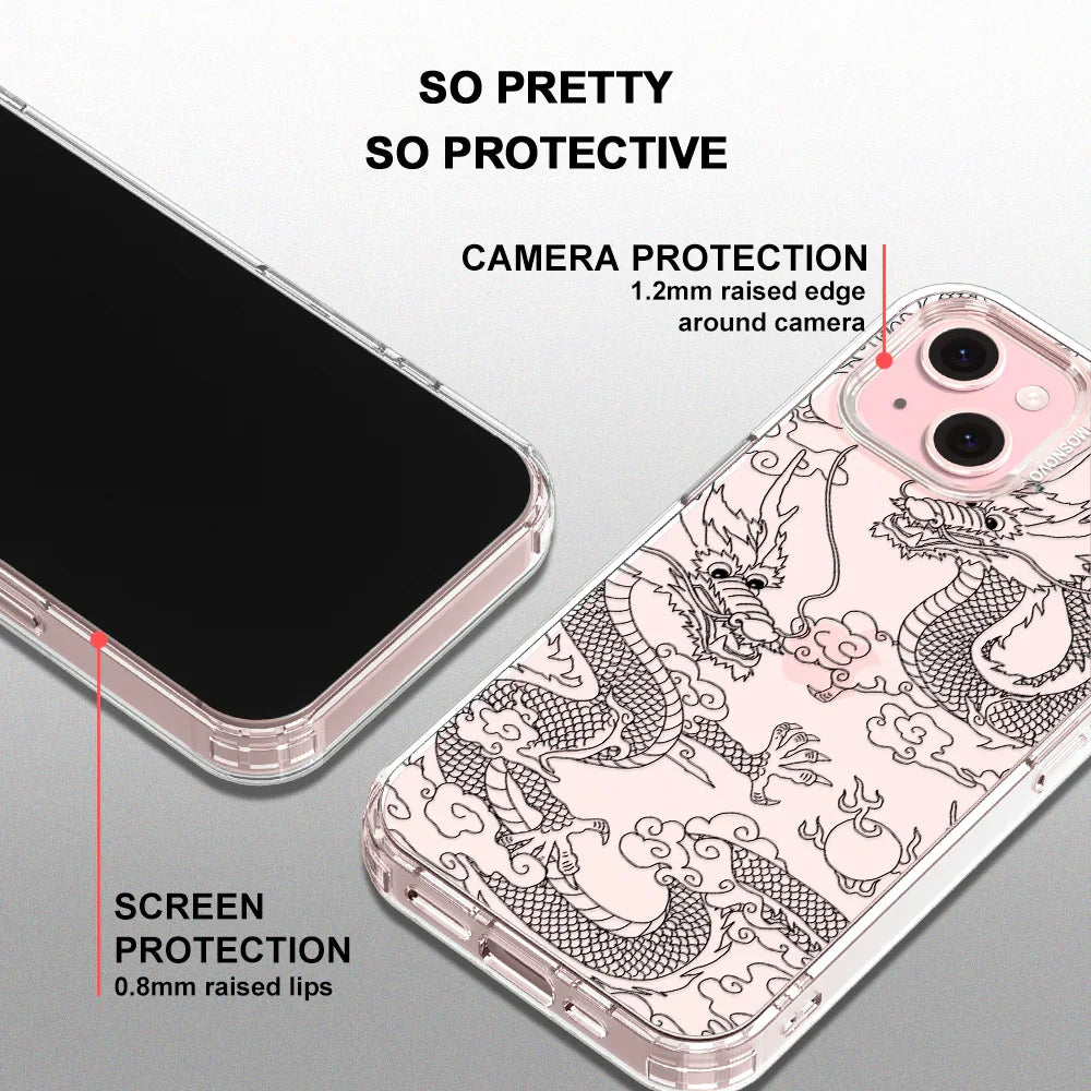 Black Dragon Phone Case - iPhone 15 Case Clear