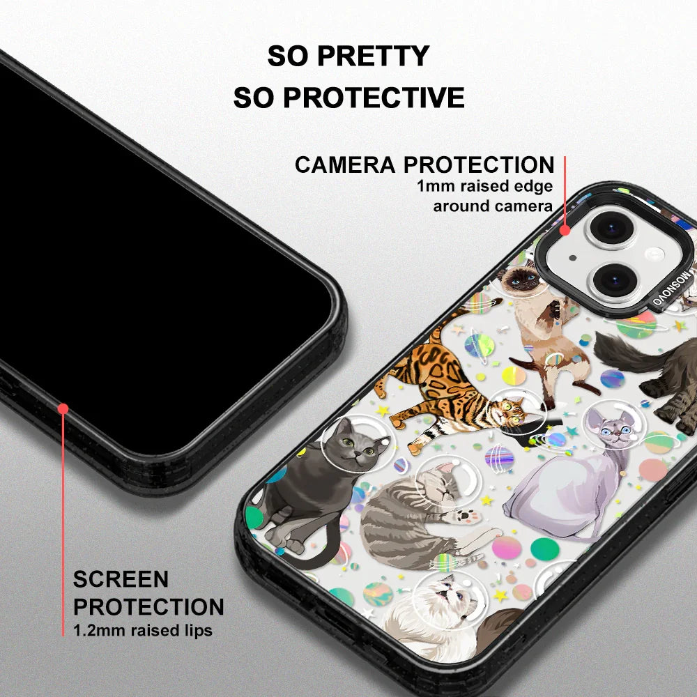 Space Cat Phone Case - iPhone 14 Case Clear Black ShockStone