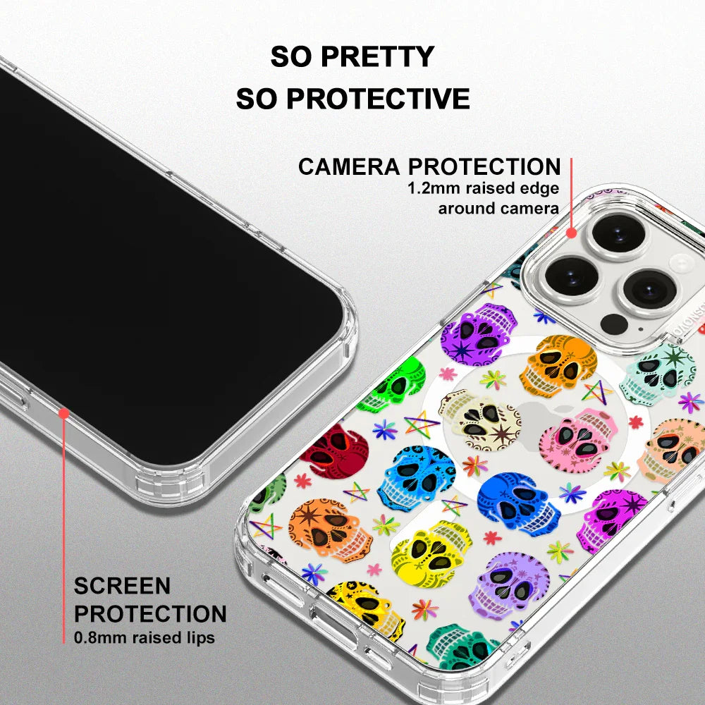 Sugar Skull Phone Case - iPhone 15 Pro Case Clear With MagSafe