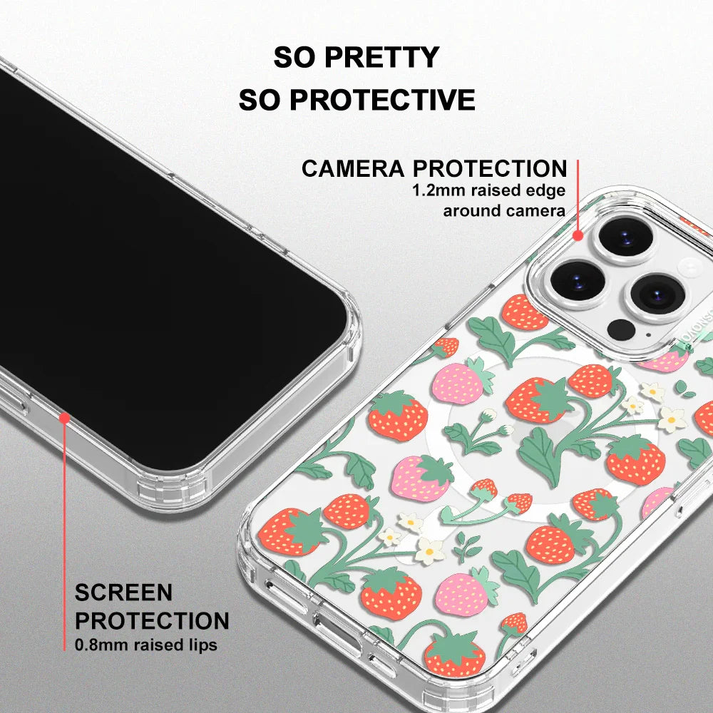 Cute Strawberry Phone Case - iPhone 14 Pro Case Clear With MagSafe