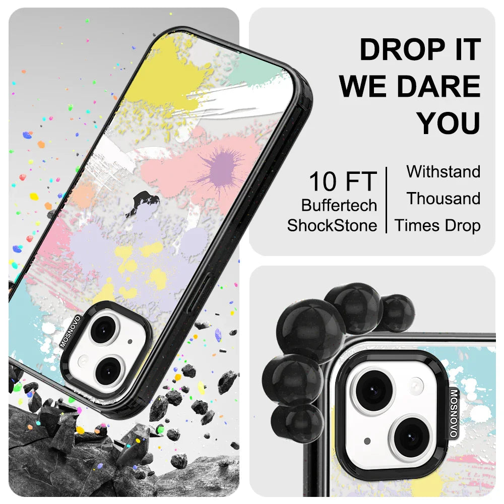 Splash Paint Phone Case - iPhone 14 Plus Case Clear Black ShockStone With MagSafe