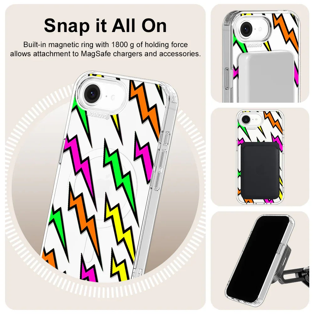 Colorful Lightning Phone Case - iPhone 16e Case Clear With MagSafe