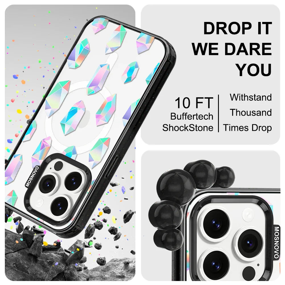 Crystal Gradient Diamond Phone Case - iPhone 14 Pro Case Clear Black ShockStone With MagSafe