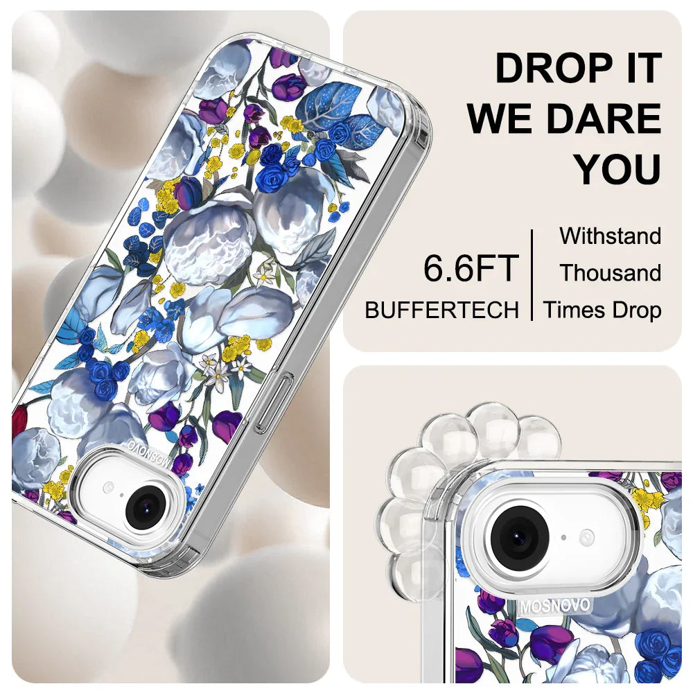 Purple Blue Floral Phone Case - iPhone 16e Case Clear
