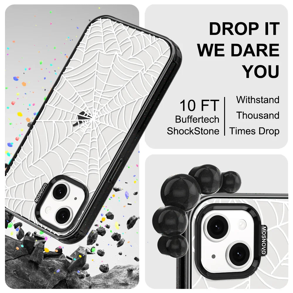 Spider Web Phone Case - iPhone 13 Case Clear Black ShockStone