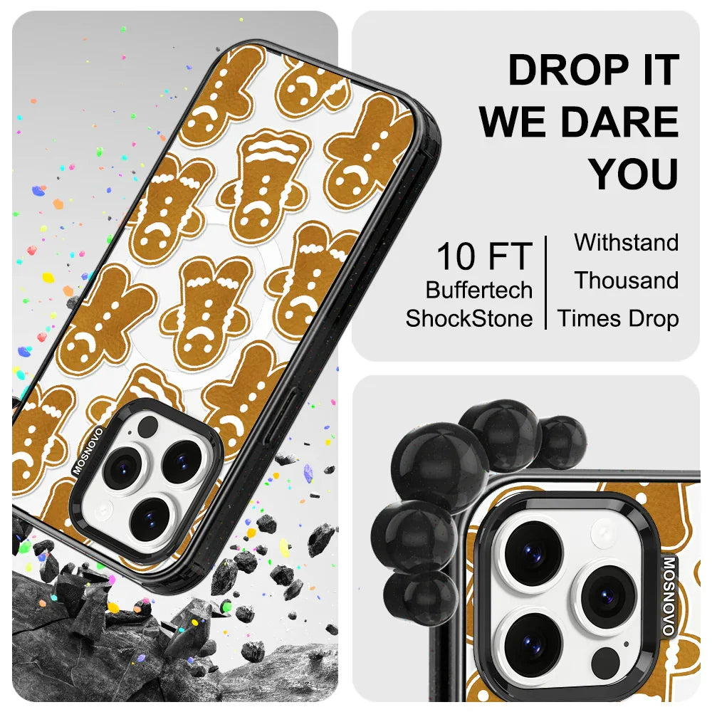 Ginger Breadman Phone Case - iPhone 14 Pro Max Case Clear Black ShockStone With MagSafe