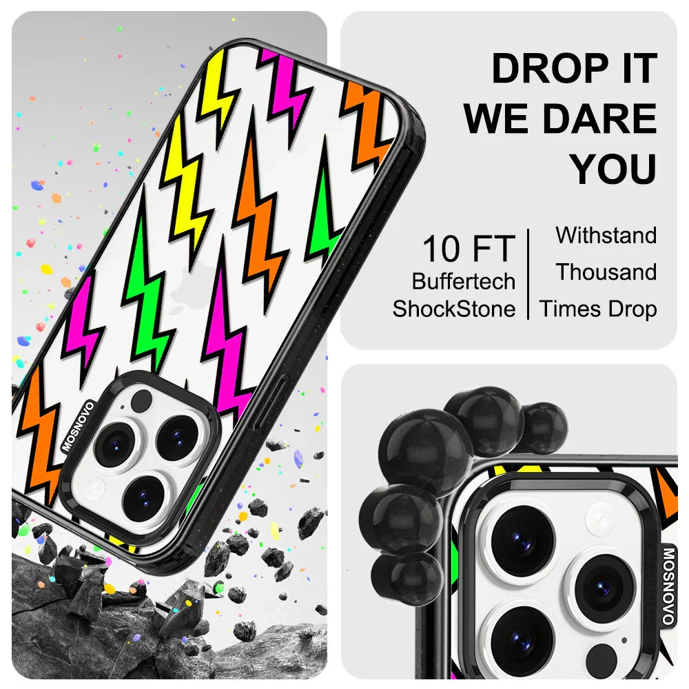 Colorful Lightning Phone Case - iPhone 14 Pro Case Clear Black ShockStone