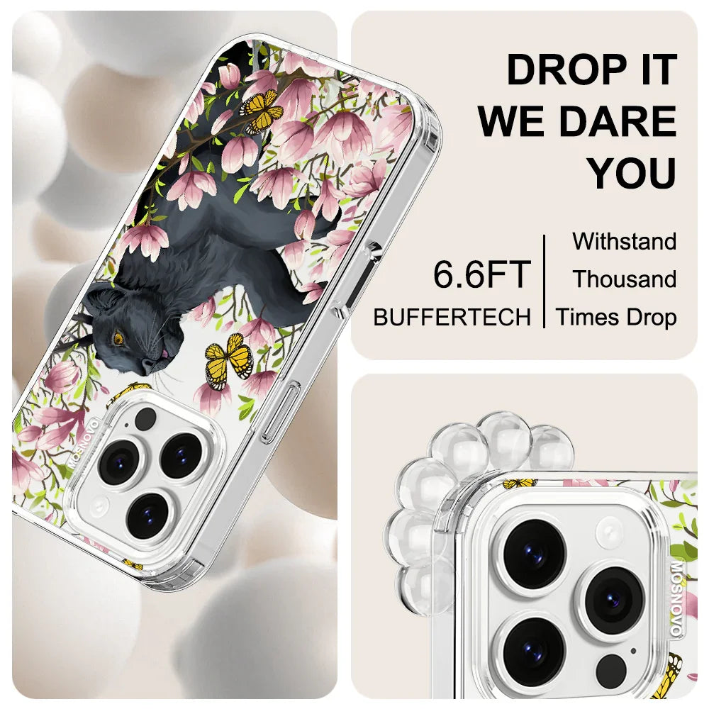 Black Leopard Garden Phone Case - iPhone 16 Pro Case Clear