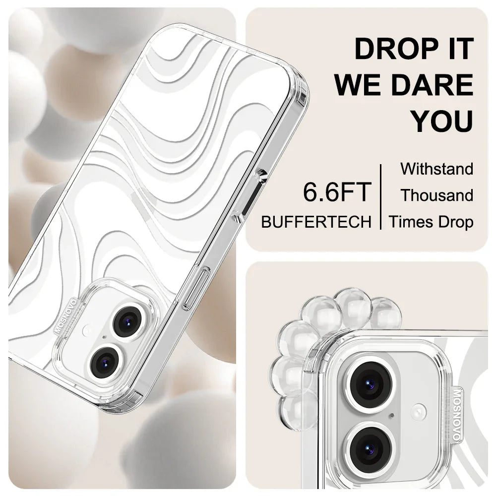 White Swirl Phone Case - iPhone 16 Case Clear
