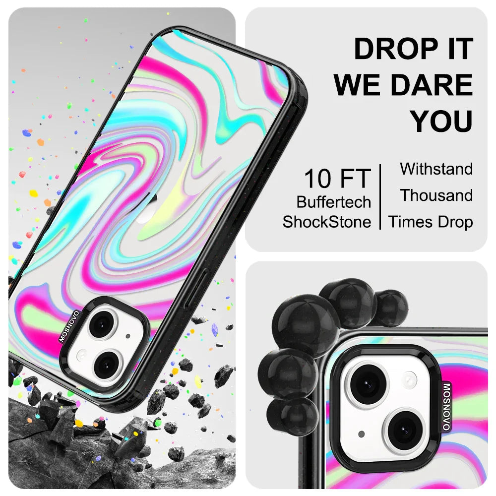 Psychedelic Swirls Phone Case - iPhone 13 Case Clear Black ShockStone