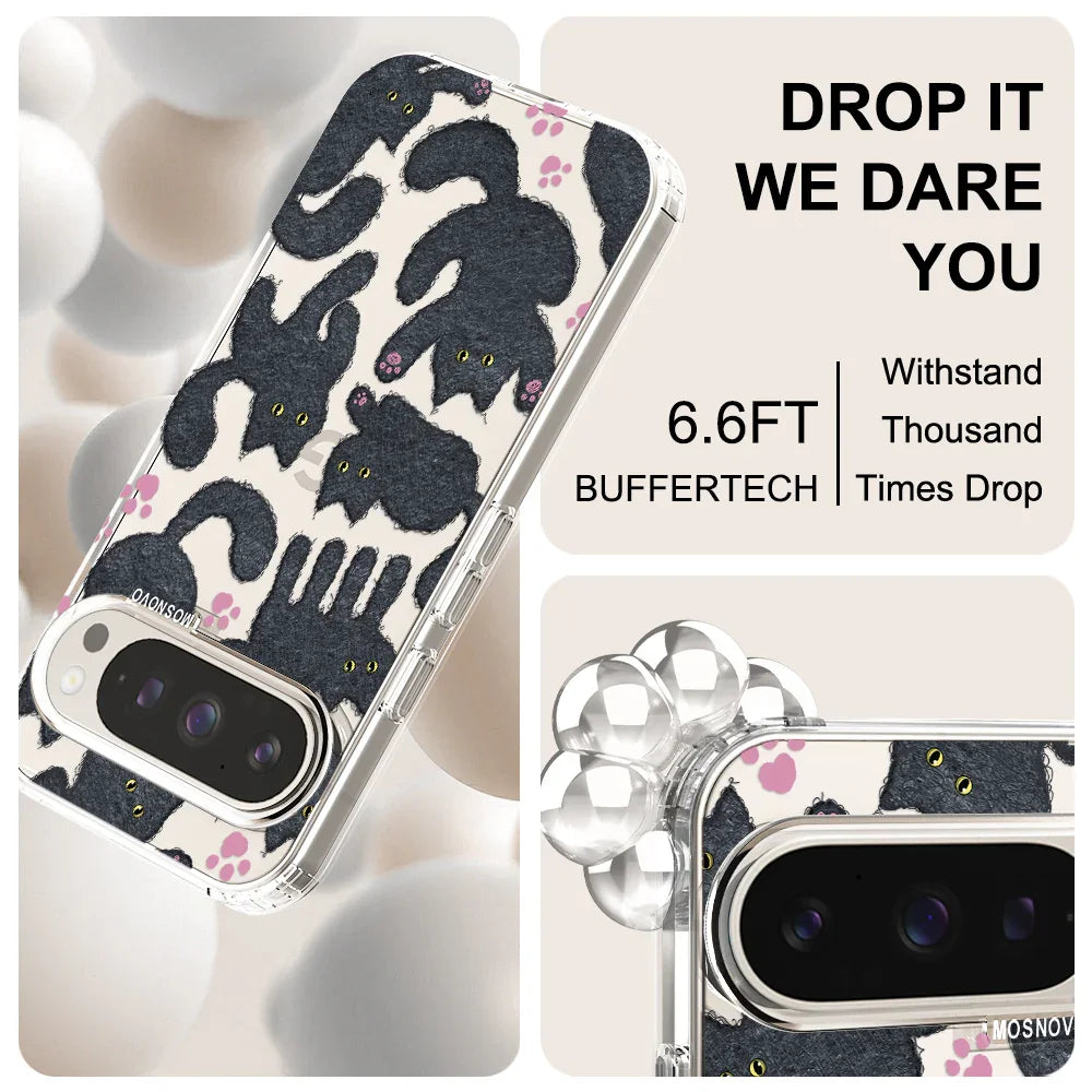 Black Furry Cat Phone Case - Google Pixel 9 Pro Case Clear