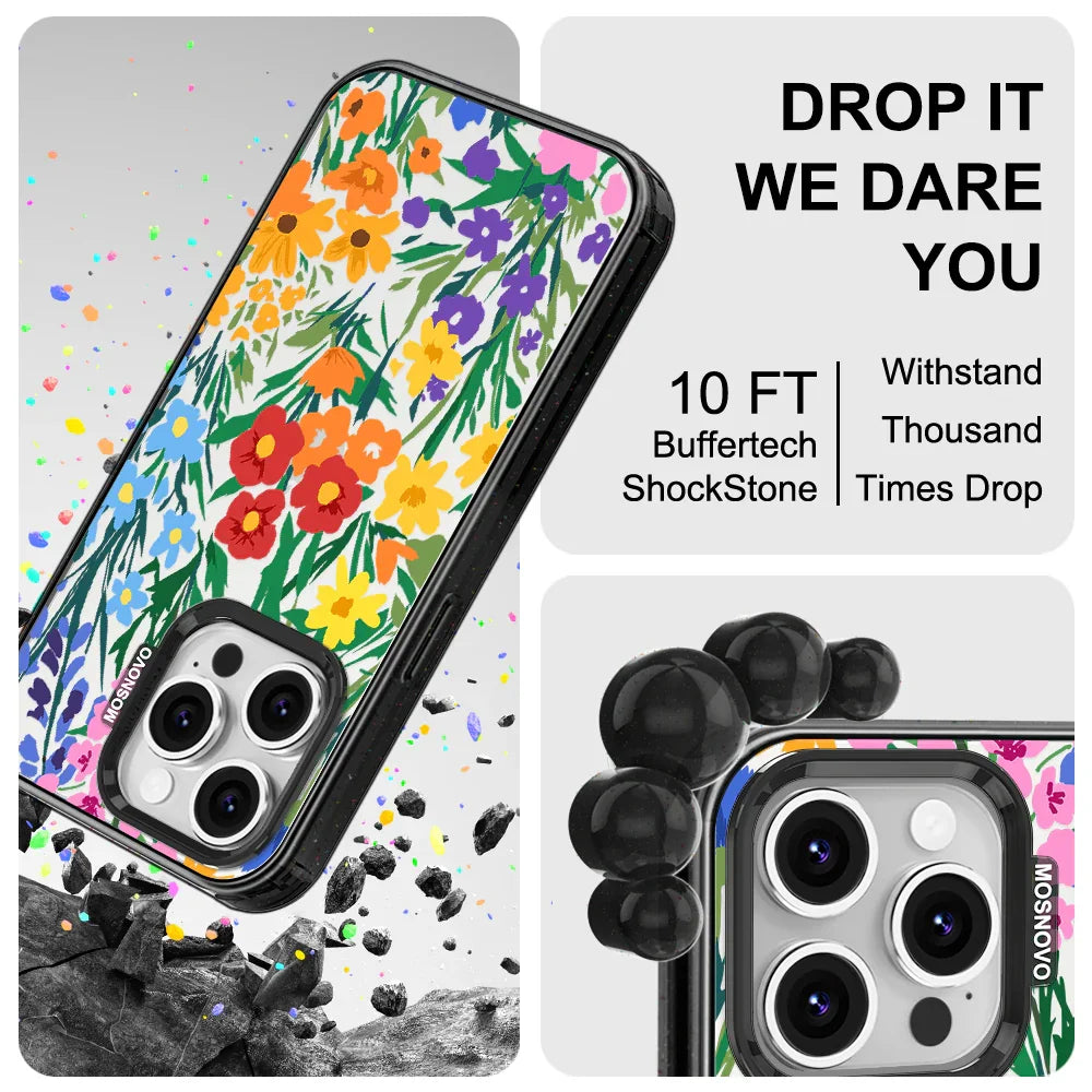 Spring Botanical Flower Floral Phone Case - iPhone 16 Pro Case Clear Black ShockStone