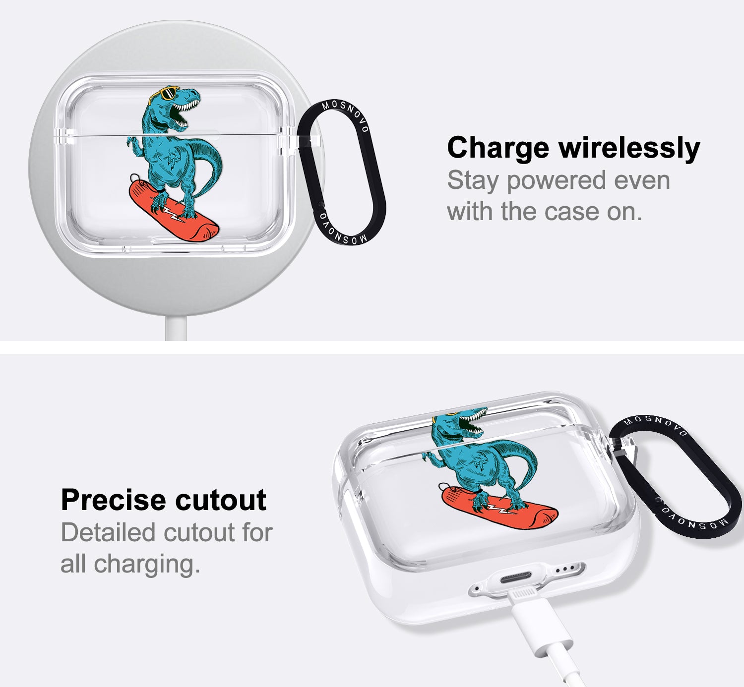 Surfing Dinosaur Airpods Pro 3 Case