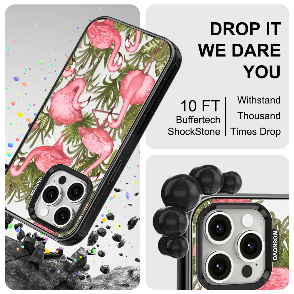 Flamingo Art Phone Case - iPhone 15 Pro Max Case Clear Black ShockStone