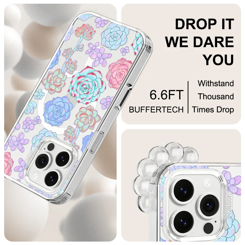 Succulents Phone Case - iPhone 16 Pro Max Case Clear With MagSafe