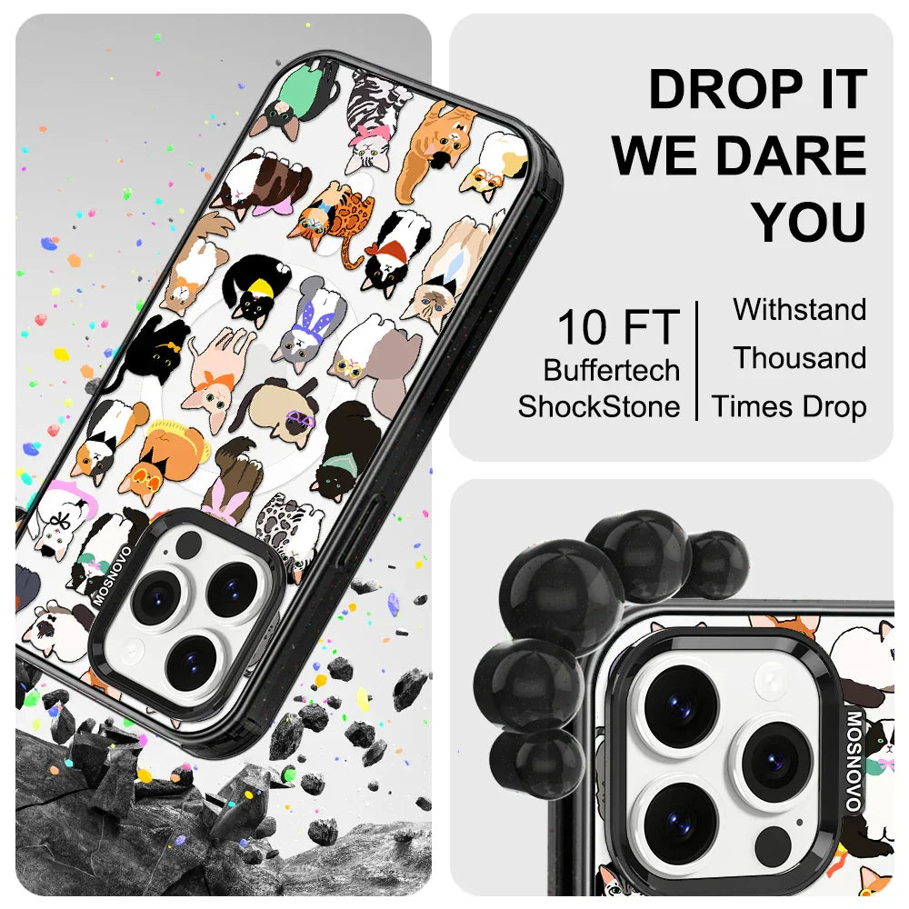 Cute Cat Phone Case - iPhone 14 Pro Max Case Clear Black ShockStone With MagSafe