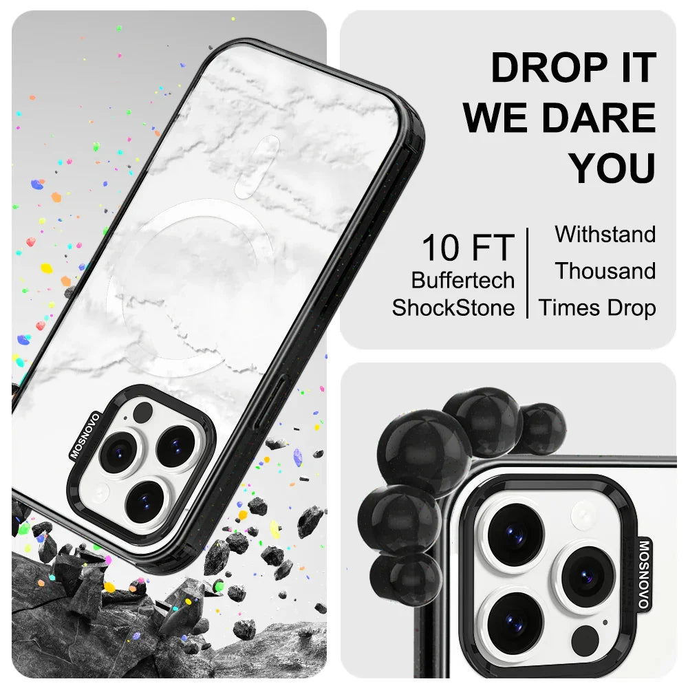 Cloud Phone Case - iPhone 13 Pro Case Clear Black ShockStone With MagSafe