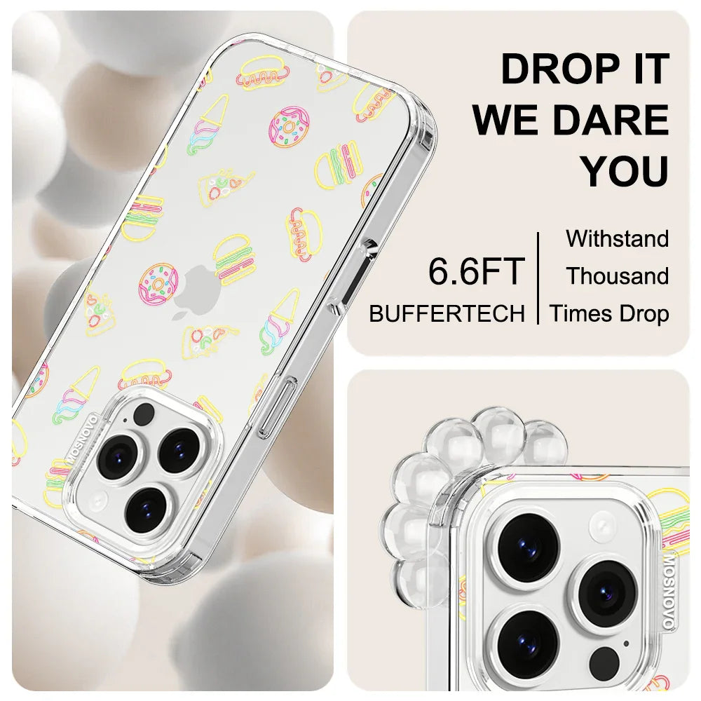 Neon Junk Food Phone Case - iPhone 16 Pro Case Clear