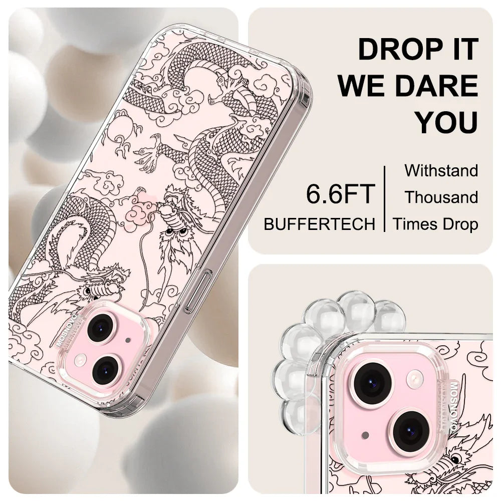 Black Dragon Phone Case - iPhone 15 Case Clear