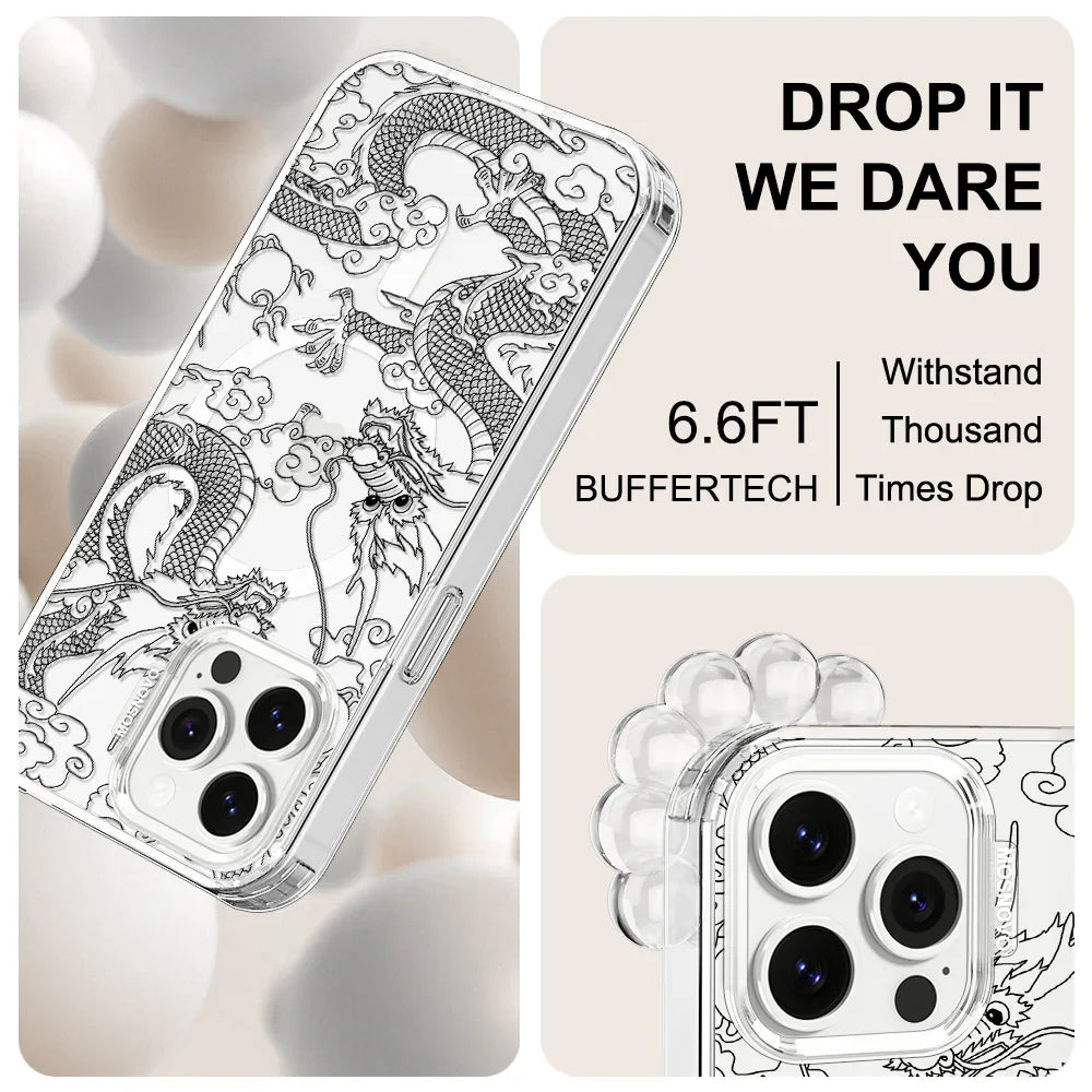 Black Dragon Phone Case - iPhone 13 Pro Max Case Clear With MagSafe