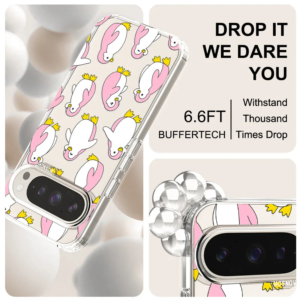 Pink Penguins Phone Case - Google Pixel 9 Pro Case Clear