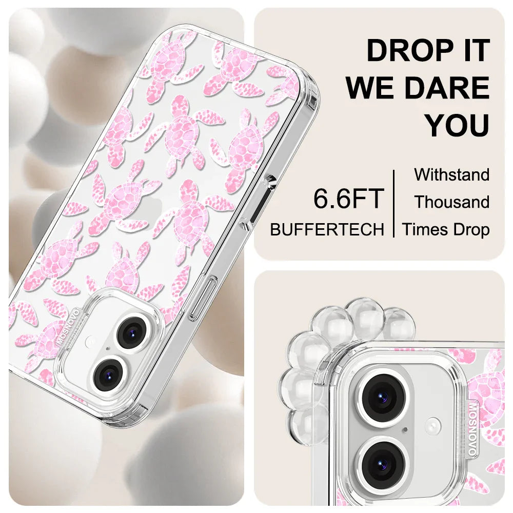 Pink Turtle Phone Case - iPhone 16 Plus Case Clear