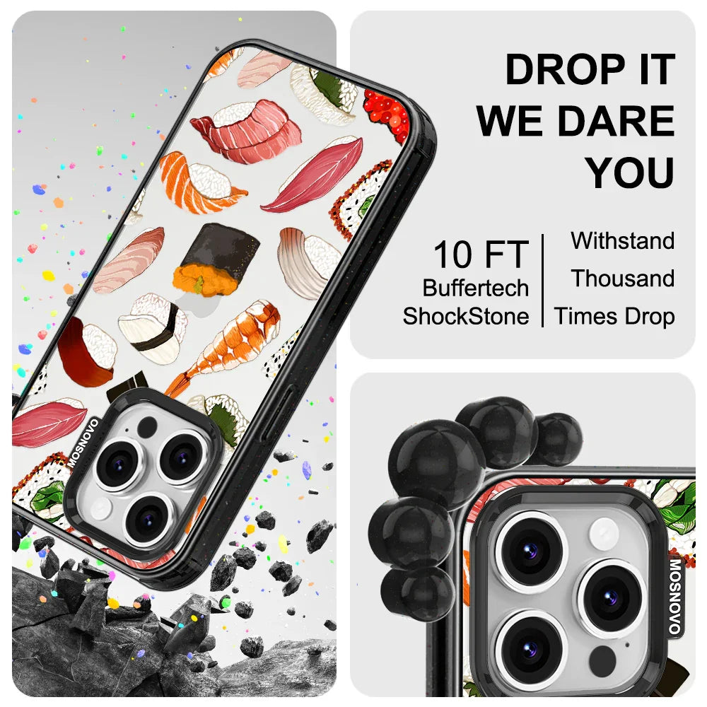 Sushi Phone Case - iPhone 16 Pro Case Clear Black ShockStone