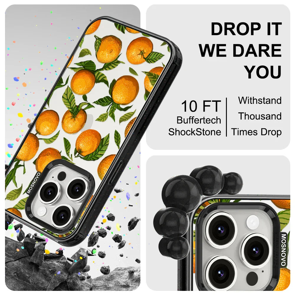 Tangerine Phone Case - iPhone 15 Pro Case Clear Black ShockStone