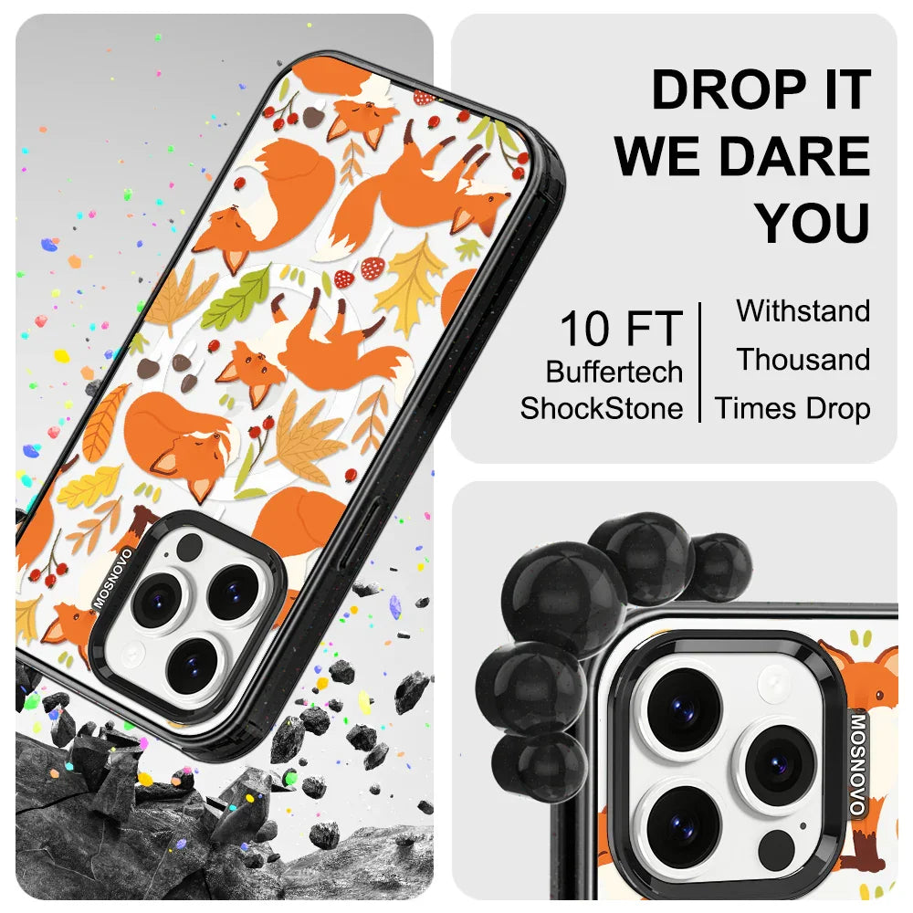 Autumn Fox Phone Case - iPhone 14 Pro Max Case Clear Black ShockStone With MagSafe