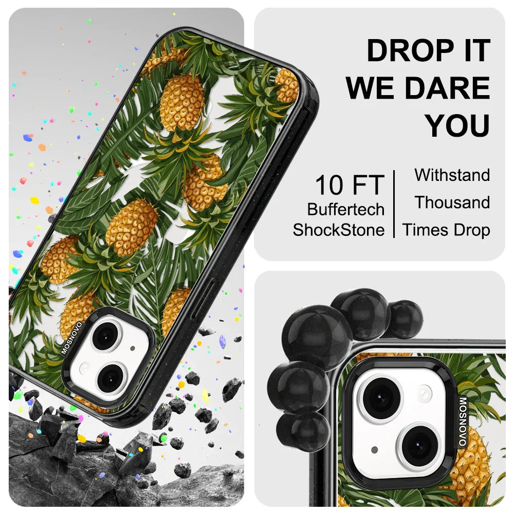 Pineapples Phone Case - iPhone 13 Case Clear Black ShockStone With MagSafe