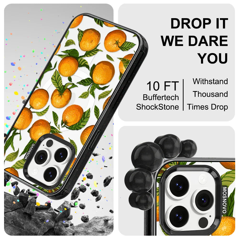 Tangerine Phone Case - iPhone 14 Pro Max Case Clear Black ShockStone With MagSafe
