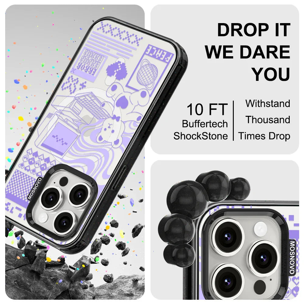 Y2K Aesthetic Phone Case - iPhone 15 Pro Case Clear Black ShockStone With MagSafe