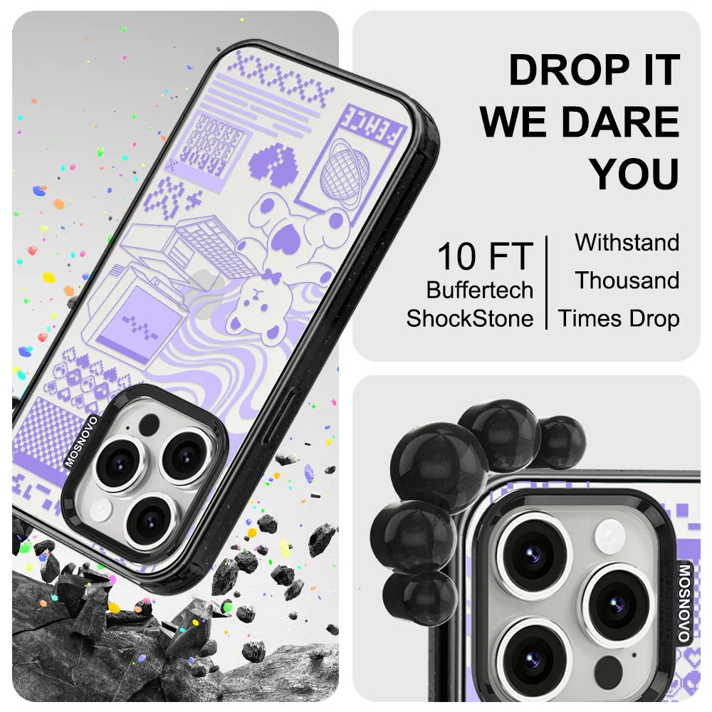 Y2K Aesthetic Phone Case - iPhone 15 Pro Case Clear Black ShockStone