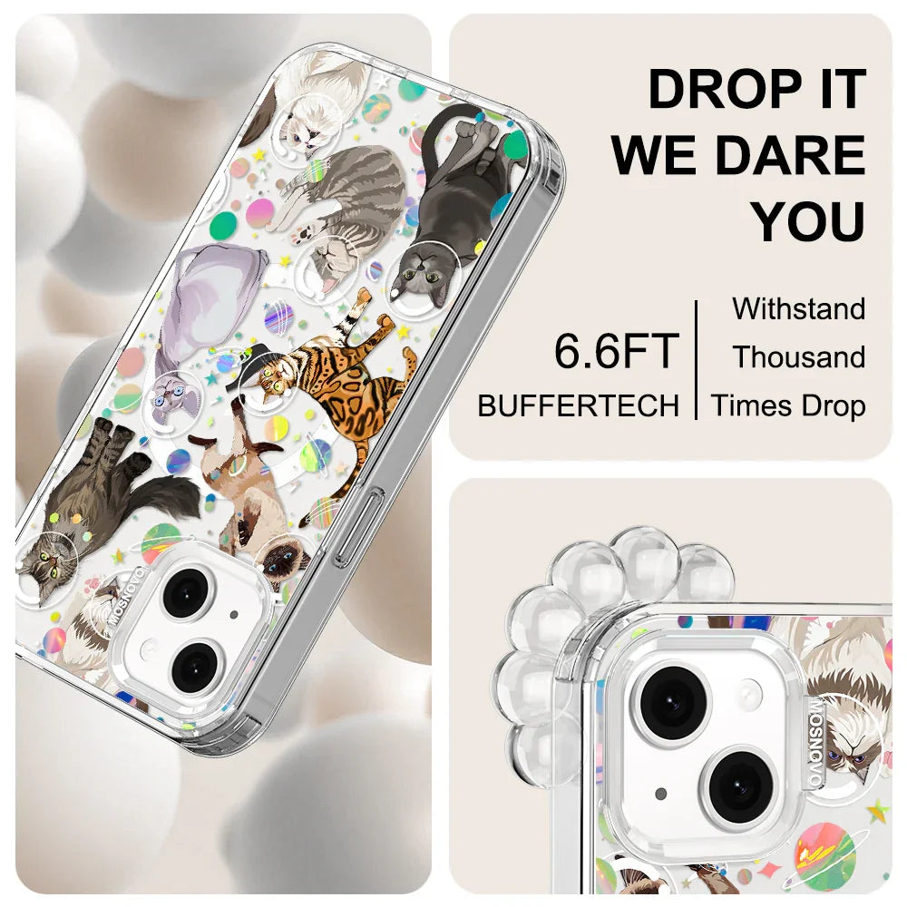 Space Cat Phone Case - iPhone 14 Case Clear With MagSafe
