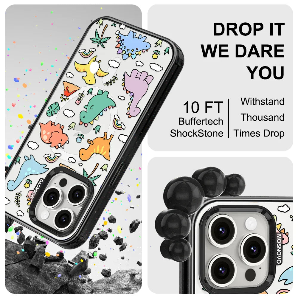 Dinosaur Land Phone Case - iPhone 15 Pro Max Case Clear Black ShockStone