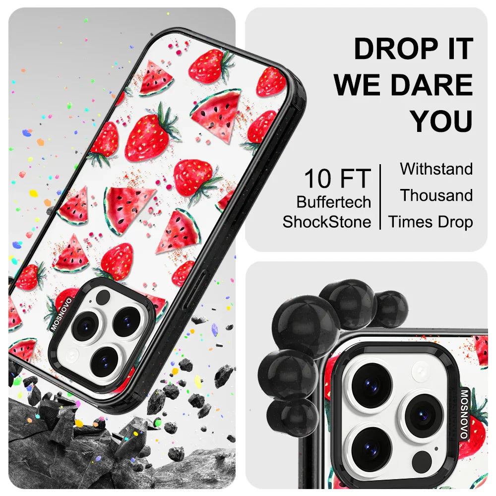 Watermelon Strawberry Phone Case - iPhone 13 Pro Case Clear Black ShockStone