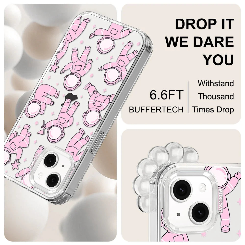 Pink Astronaut Phone Case - iPhone 13 Case Clear