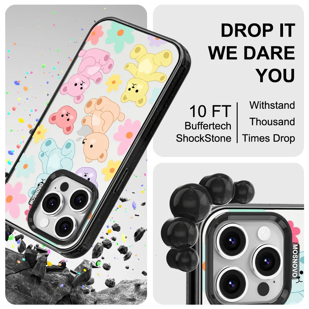 Cute Teddy Bear Phone Case - iPhone 16 Pro Case Clear Black ShockStone