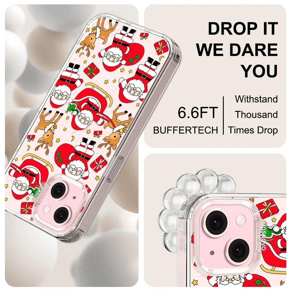 Cute Santa Claus Deer Phone Case - iPhone 15 Plus Case Clear