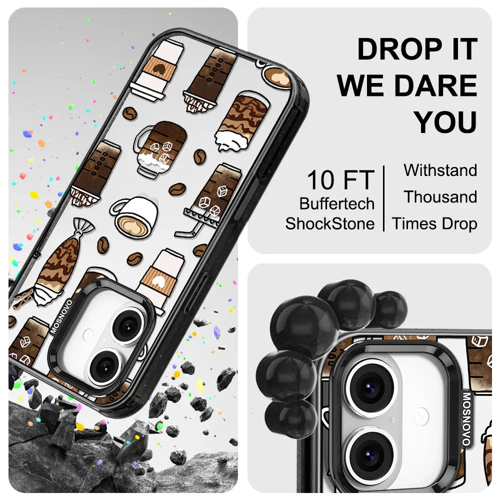 Coffee Phone Case - iPhone 16 Case Clear Black ShockStone