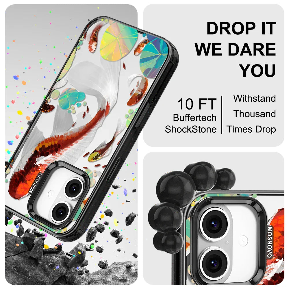 Koi Art Phone Case - iPhone 16 Case Clear Black ShockStone