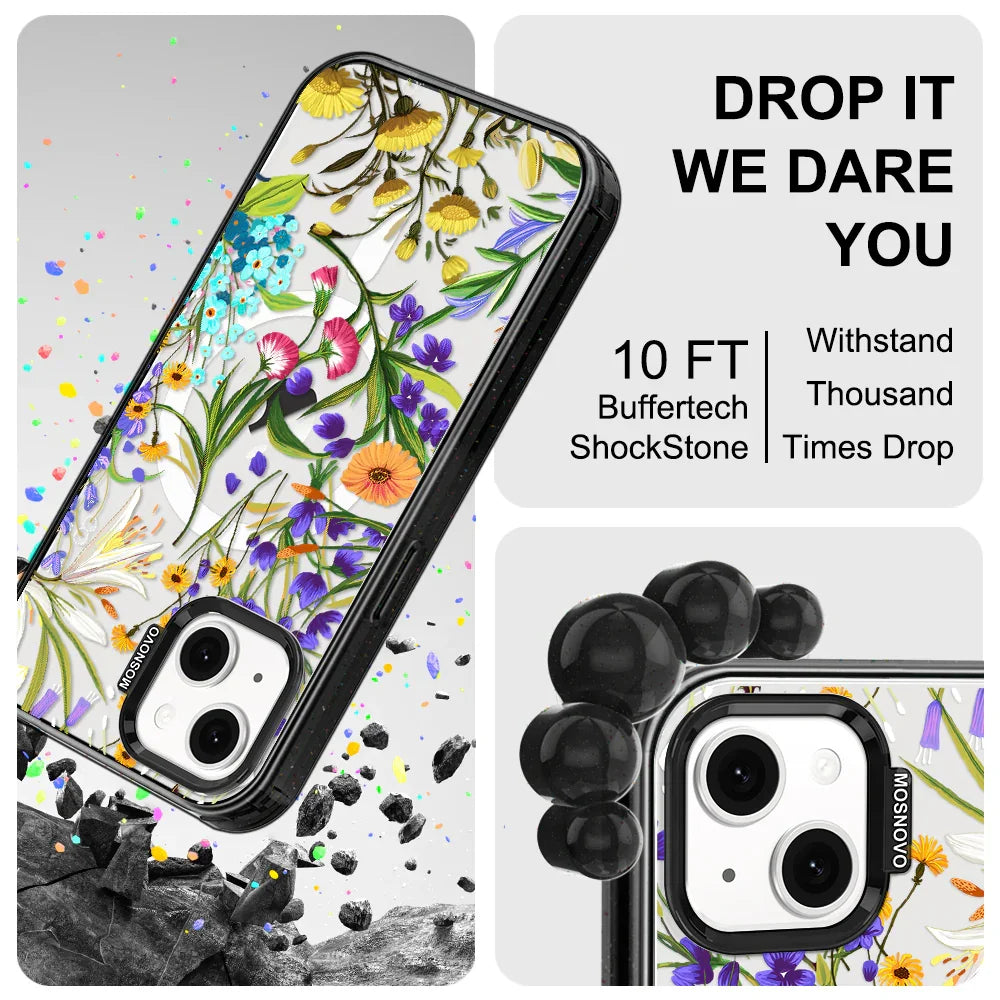 Summer Flower Holidays Phone Case - iPhone 13 Case Clear Black ShockStone With MagSafe
