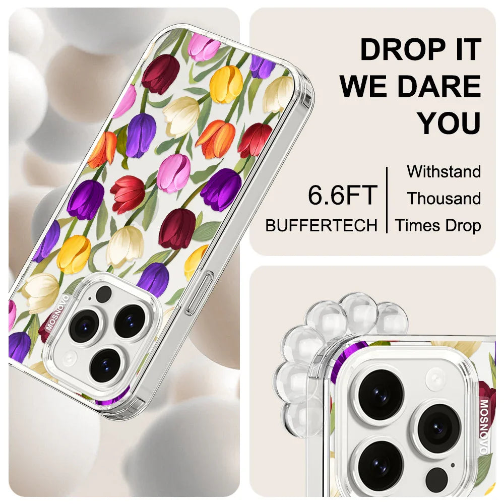 Colorful Tulips Phone Case - iPhone 15 Pro Case Clear