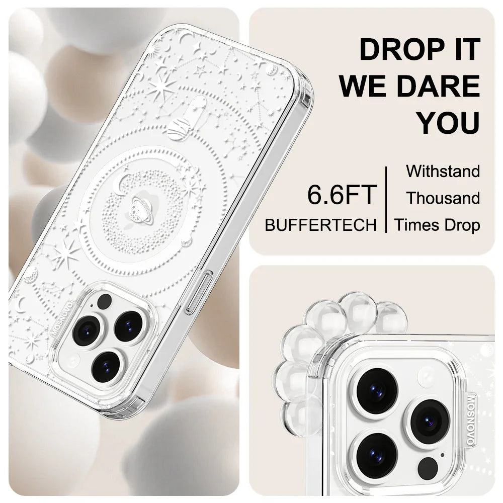 White Galaxy Phone Case - iPhone 14 Pro Max Case Clear With MagSafe