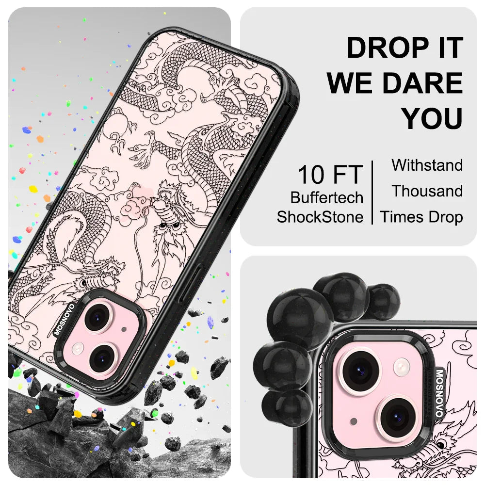 Black Dragon Phone Case - iPhone 15 Case Clear Black ShockStone
