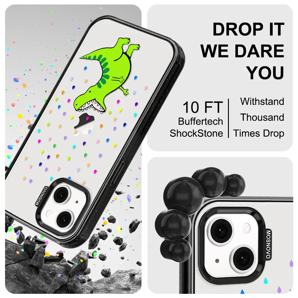 Rainbow Dinosaur Phone Case - iPhone 13 Case Clear Black ShockStone