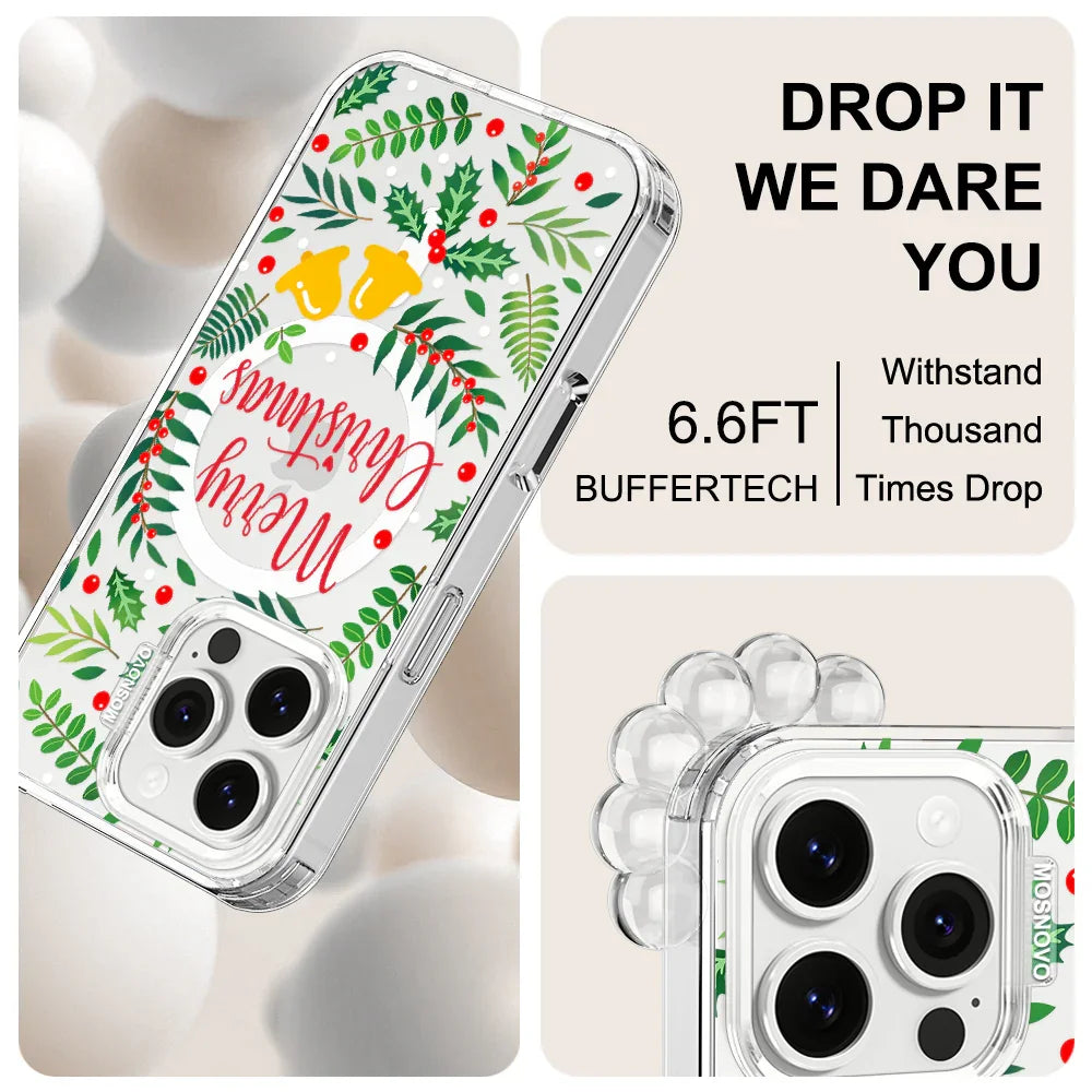 Merry Christmas Phone Case - iPhone 16 Pro Case Clear With MagSafe