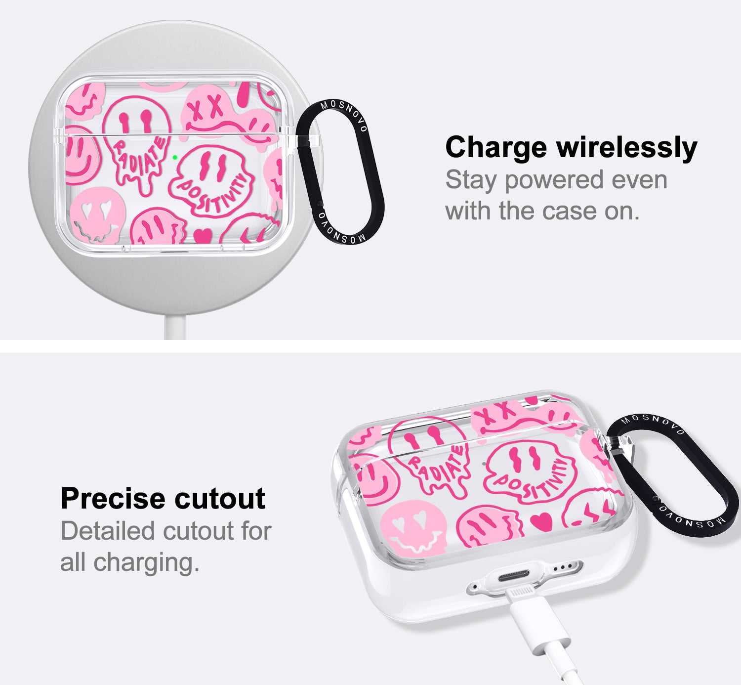 Pink Dripping Smiles Positivity Radiate Face Airpods Pro 3 Case