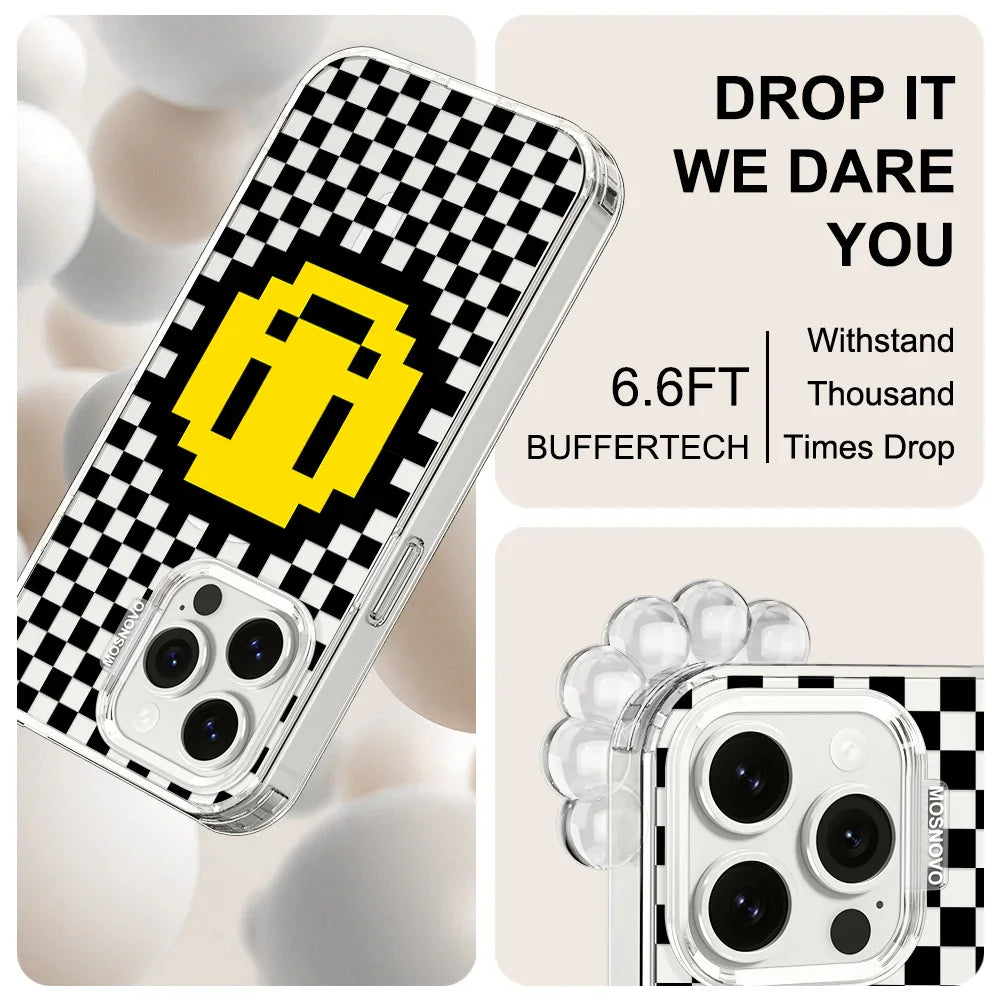 Pro Max Clear Checkered Phone Case Mirror Checkered Pattern Back