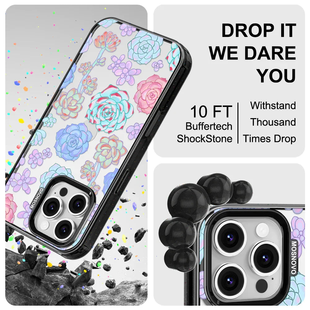 Succulents Phone Case - iPhone 16 Pro Max Case Clear Black ShockStone